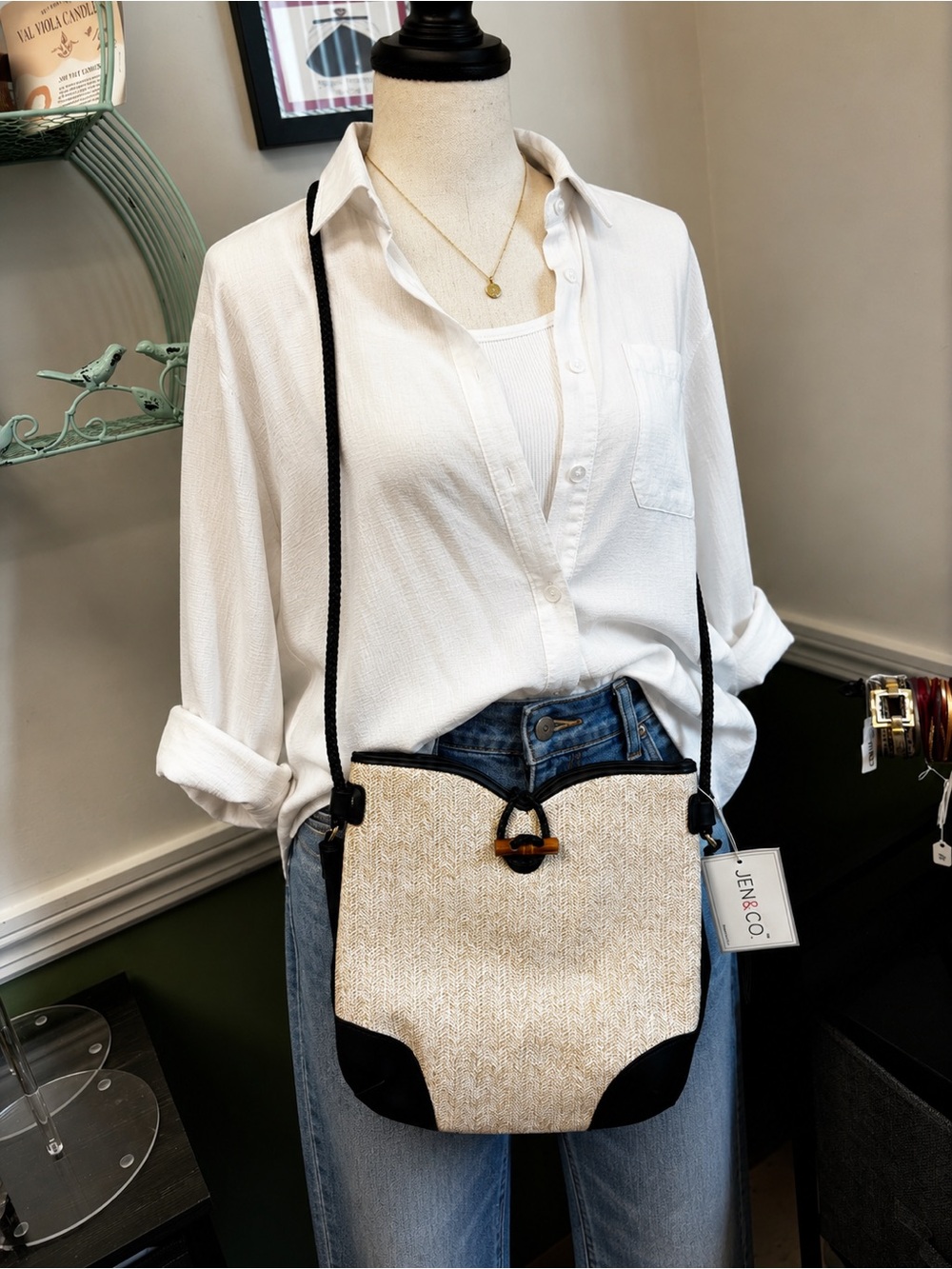Vonnie Straw Crossbody Bag with Tassels